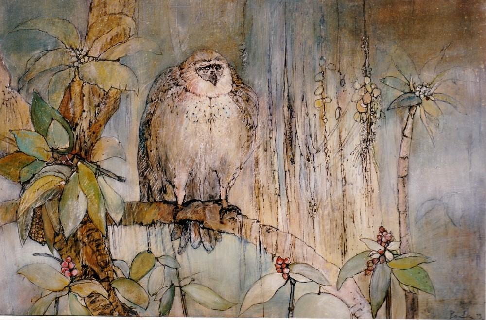 r03 12 l oiseau sur la branche huile sur toile 60 x 92cm 1990 copie 1